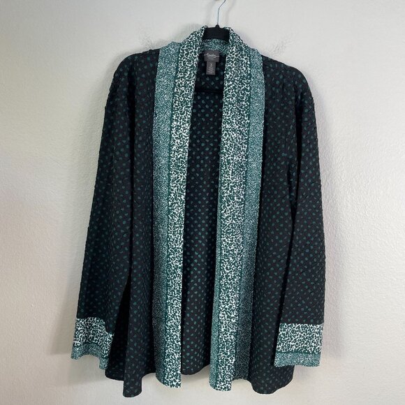 Chicos Travelers Womens XL Open Front Cardigan Jacket Crinkled Polka Dot Print - Picture 8 of 13